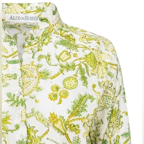 ALIX OF BOHEMIA Sawyer Chartreuse Drop Shoulder Button Shirt Dress, M, NWT $590 - Picture 12 of 13